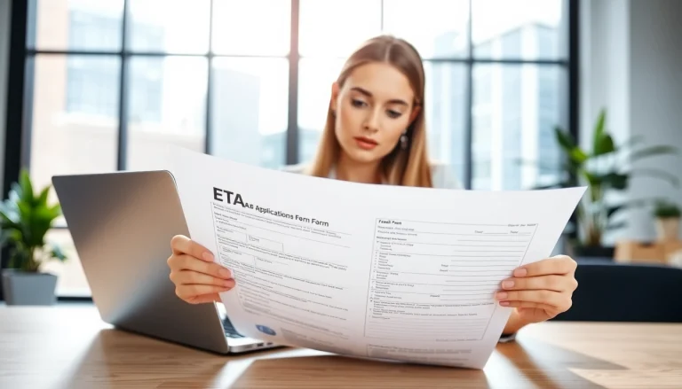 Reviewing the eta uk application form on a sleek desk with natural light.