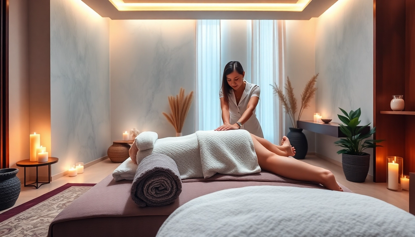 출장 massage session in a luxurious, serene setting with a skilled therapist.