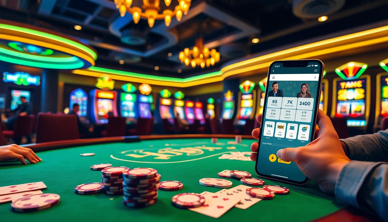 Experience high-stakes poker at Haywin's luxurious casino tables amidst colorful slot machines.