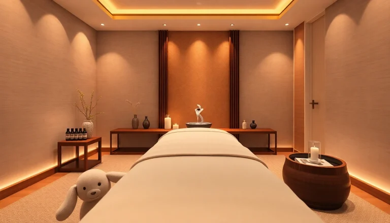 차분한 분위기의 출장마사지 테라피 룸, 에센셜 오일과 편안한 장식.