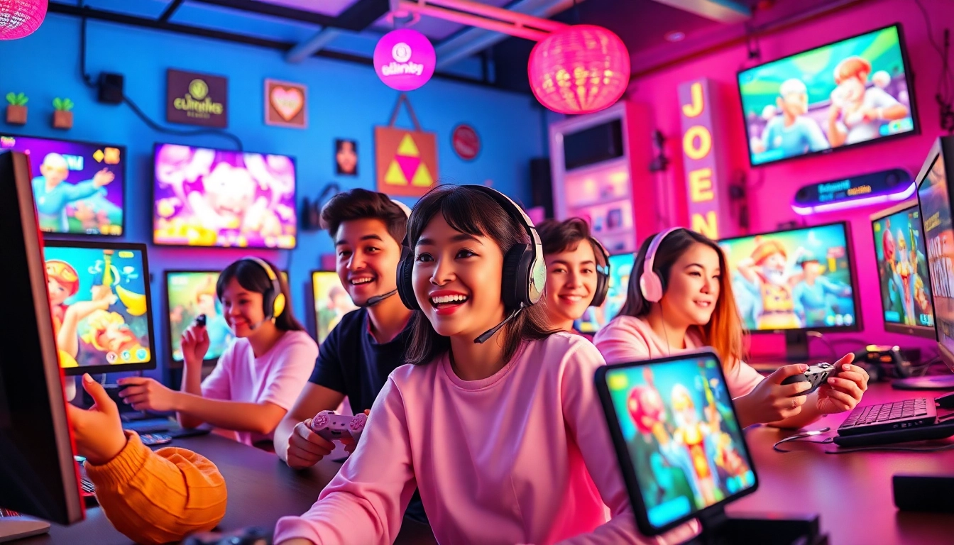 Explore free porn games online with diverse characters enjoying vibrant gaming experiences.