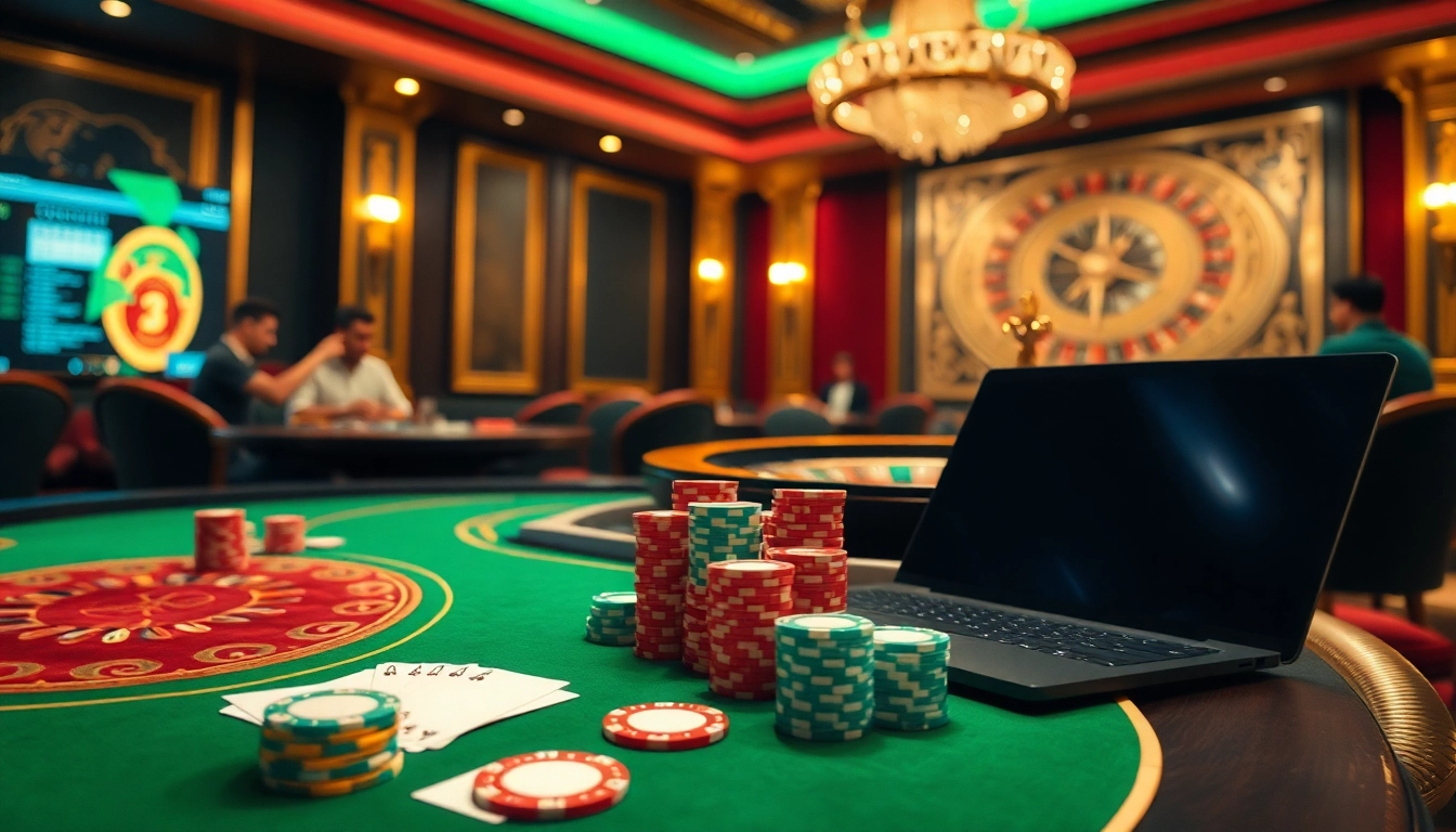 Gamblers strategizing at a poker table in a luxurious casino environment with hidden wiki elements