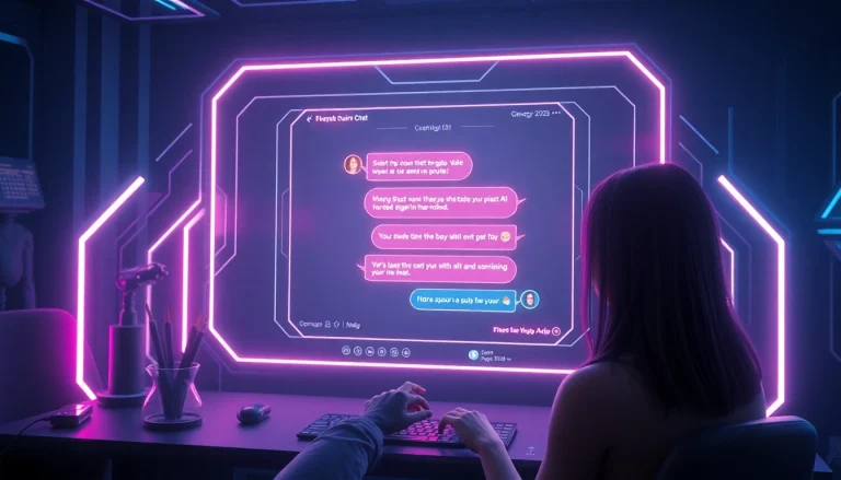 Explore the best nsfw ai chatbots through an engaging futuristic chat interface visualization.