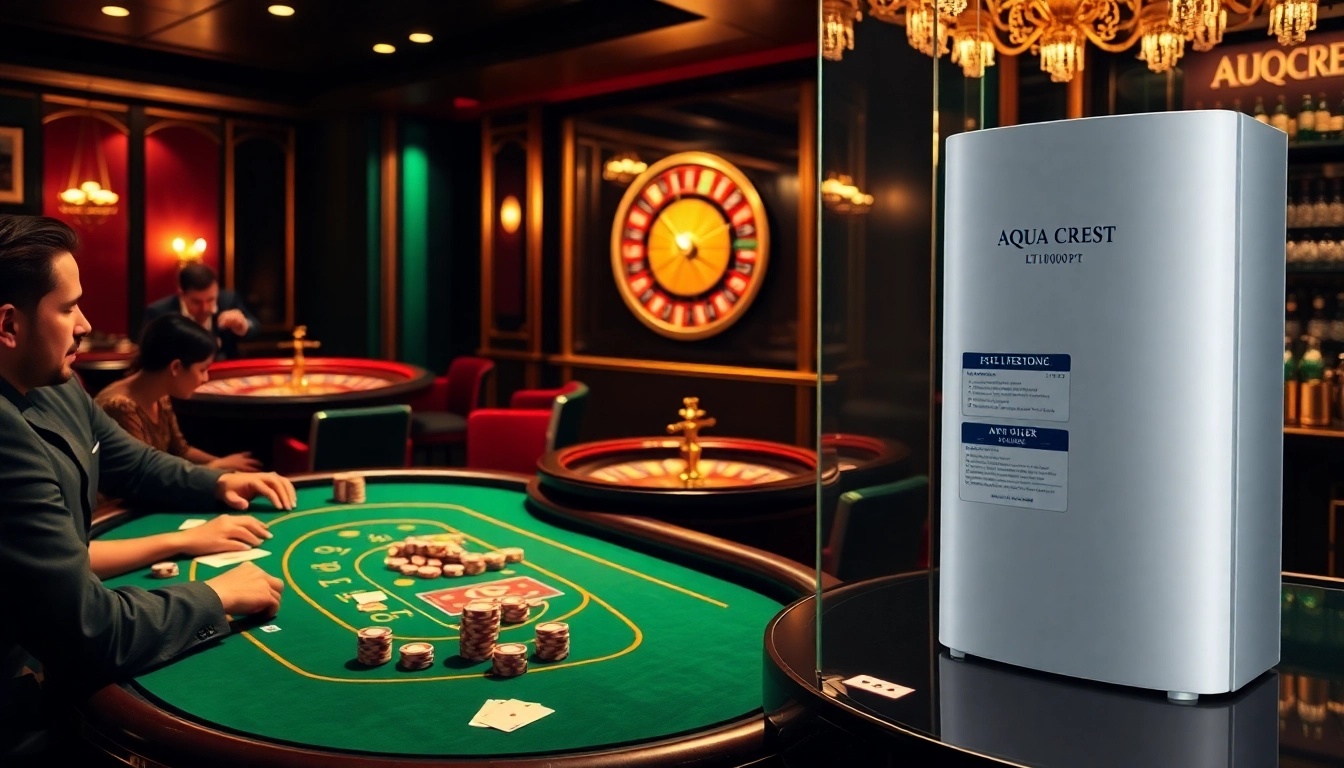 Engage with the thrilling AQUA CREST LT1000PC ADQ747935 Refrigerator Water Filter and Air Filter in a vibrant casino poker setting.