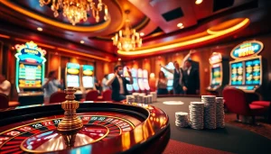 MM88 casino scene showcasing luxury poker tables and winning players in action.