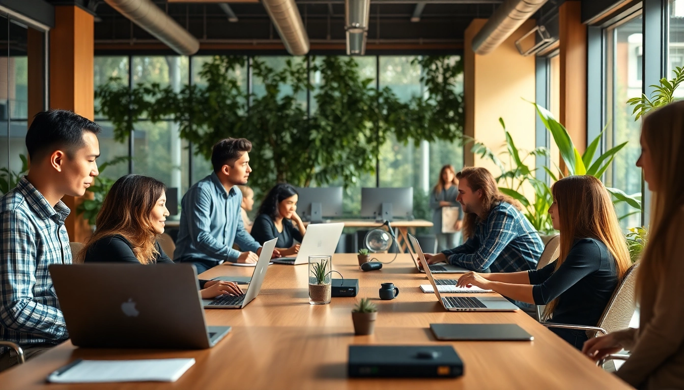 zirvegrupbilgisayar ekibi modern ofiste iş birliği yapıyor.