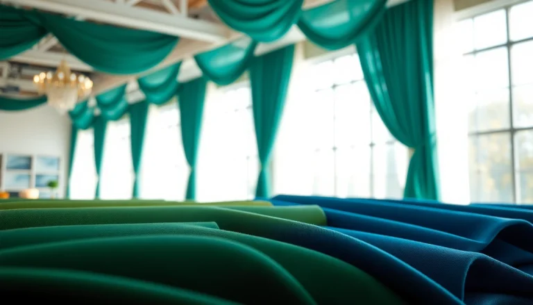 Fluweel stretch stof presenteert rijke texturen en kleuren in een elegante showroom.