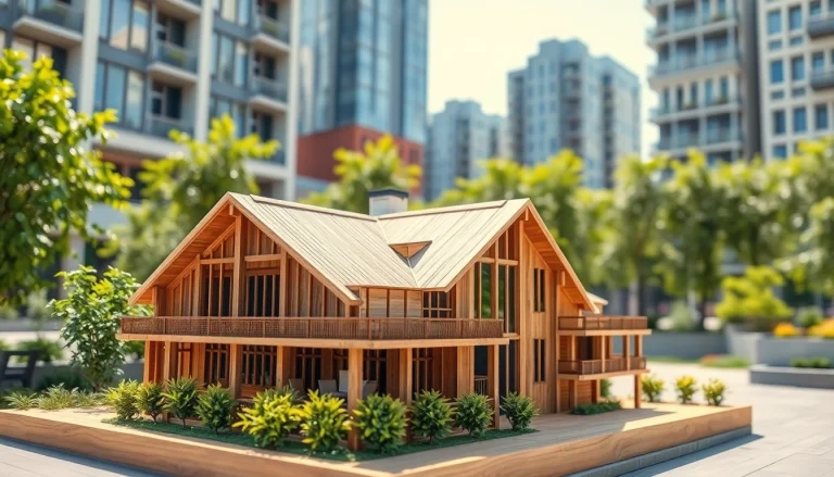 Architekturmodellbau Hannover, detailed architectural model showcased in a vibrant urban environment.