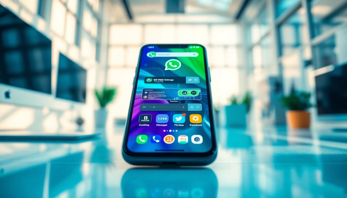 Explore GB WhatsApp's customizable features and vibrant interface on a smartphone.