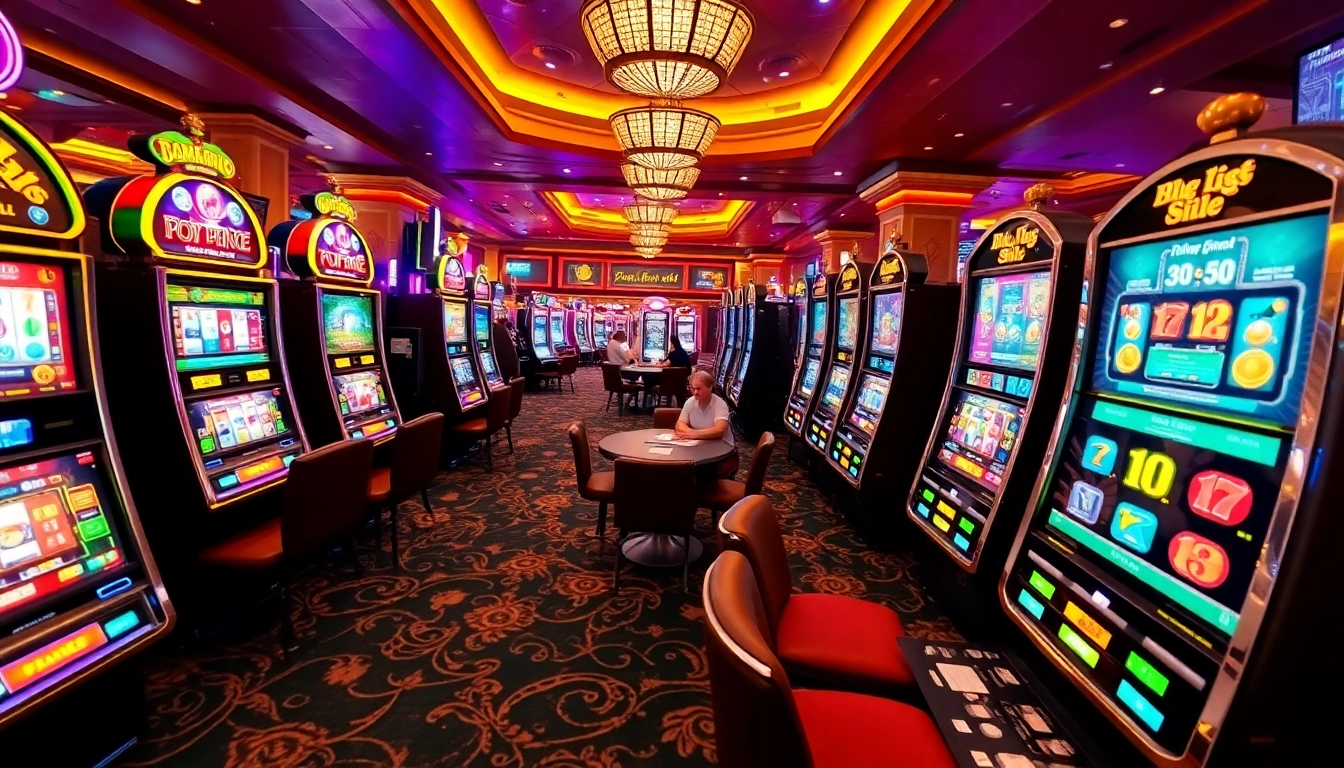 Pemain menikmati sensasi mesin slot deposit 1k dalam suasana kasino yang hidup.