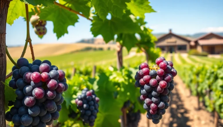 Visit clarksburg wineries for beautiful vineyard landscapes and ripe grapes ready for harvest.