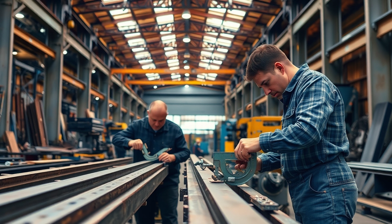Steel fabricators near me working diligently in a polished workshop environment.