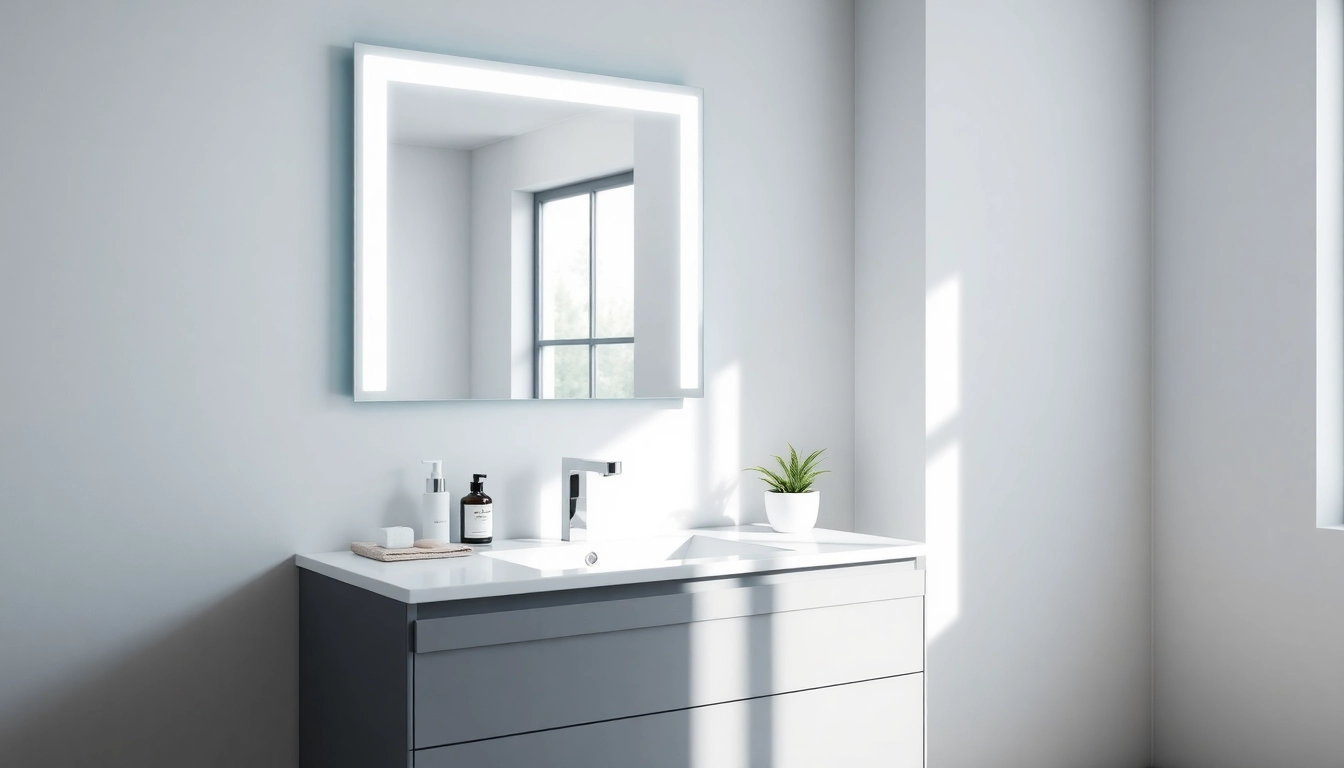 Illuminate your space with a stylish bathroom mirror with LED light featuring a soft glow and contemporary design.