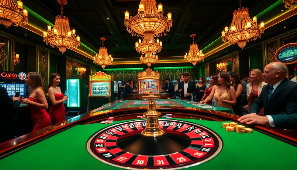 Exciting gambling scene at a casino with players around roulette, highlighting the hidden wiki connections.