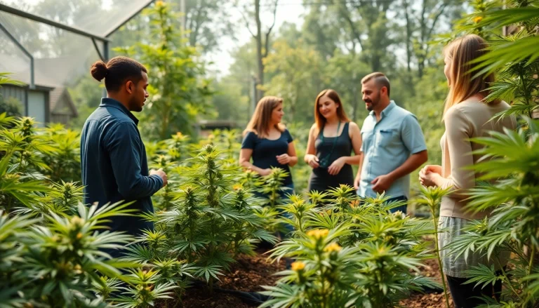 Asociación de cannabis Lloret de Mar mostrando una reunión en un jardín sereno y vibrante.