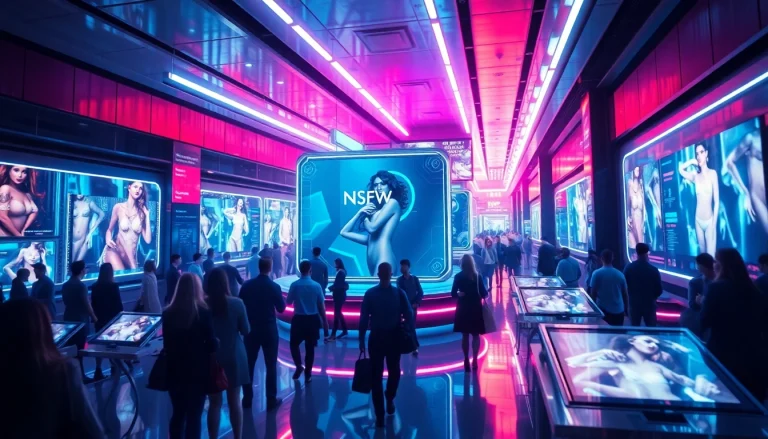 Interactive NSFW AI platforms showcased in a vibrant, tech-savvy environment
