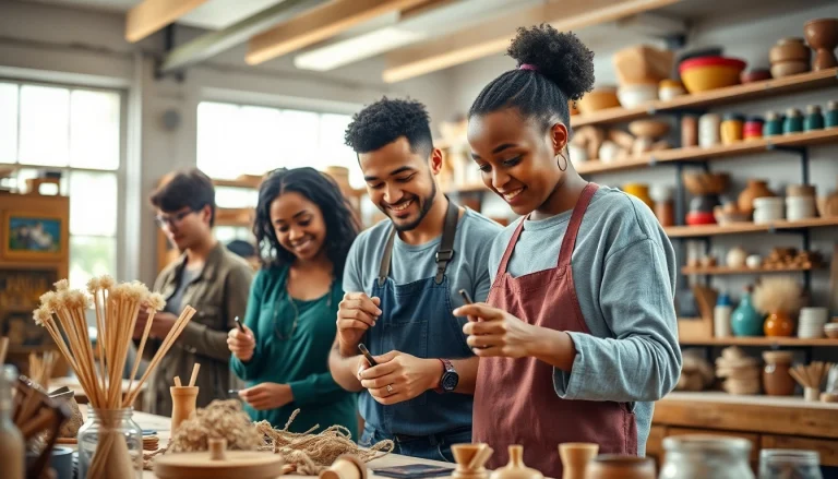 Experience hands-on learning with craft training programs featuring diverse participants in a creative workshop.