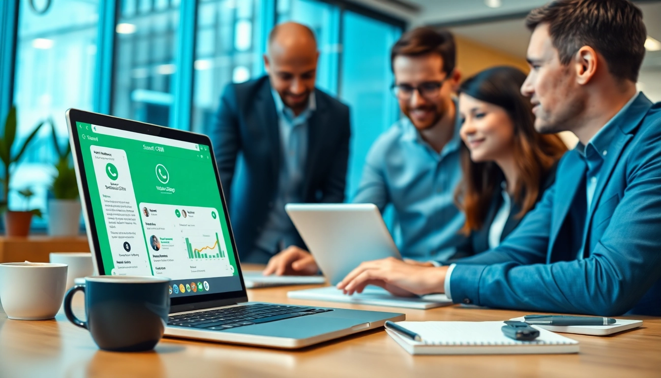 Implement WhatsApp Smart CRM for seamless business communication in a vibrant office.