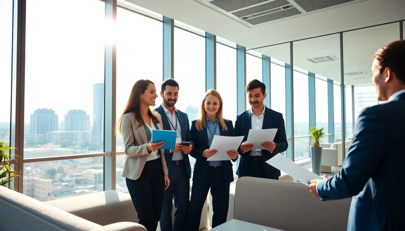 Team discussing strategies for family holding Luxembourg benefits in modern office setting.