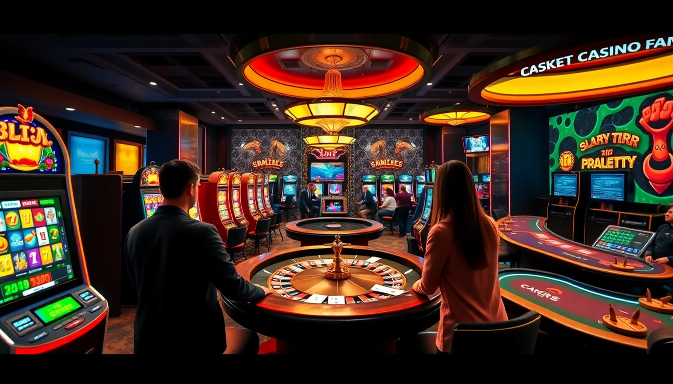 Image d'un environnement de jeu en ligne dynamique mettant en vedette le meilleur casino en ligne avec des machines à sous passionnantes et des joueurs professionnels.