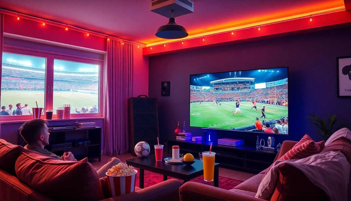 Engaging sports streaming scene featuring 토토스토리 content with fans enjoying live events.