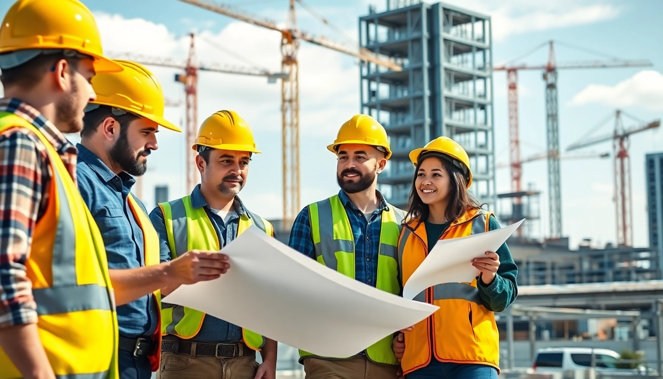 Team in Carolinas construction discussing plans and collaborating on a modern project.