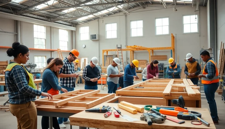 Engaging construction craft training session where students learn practical skills in a collaborative environment.