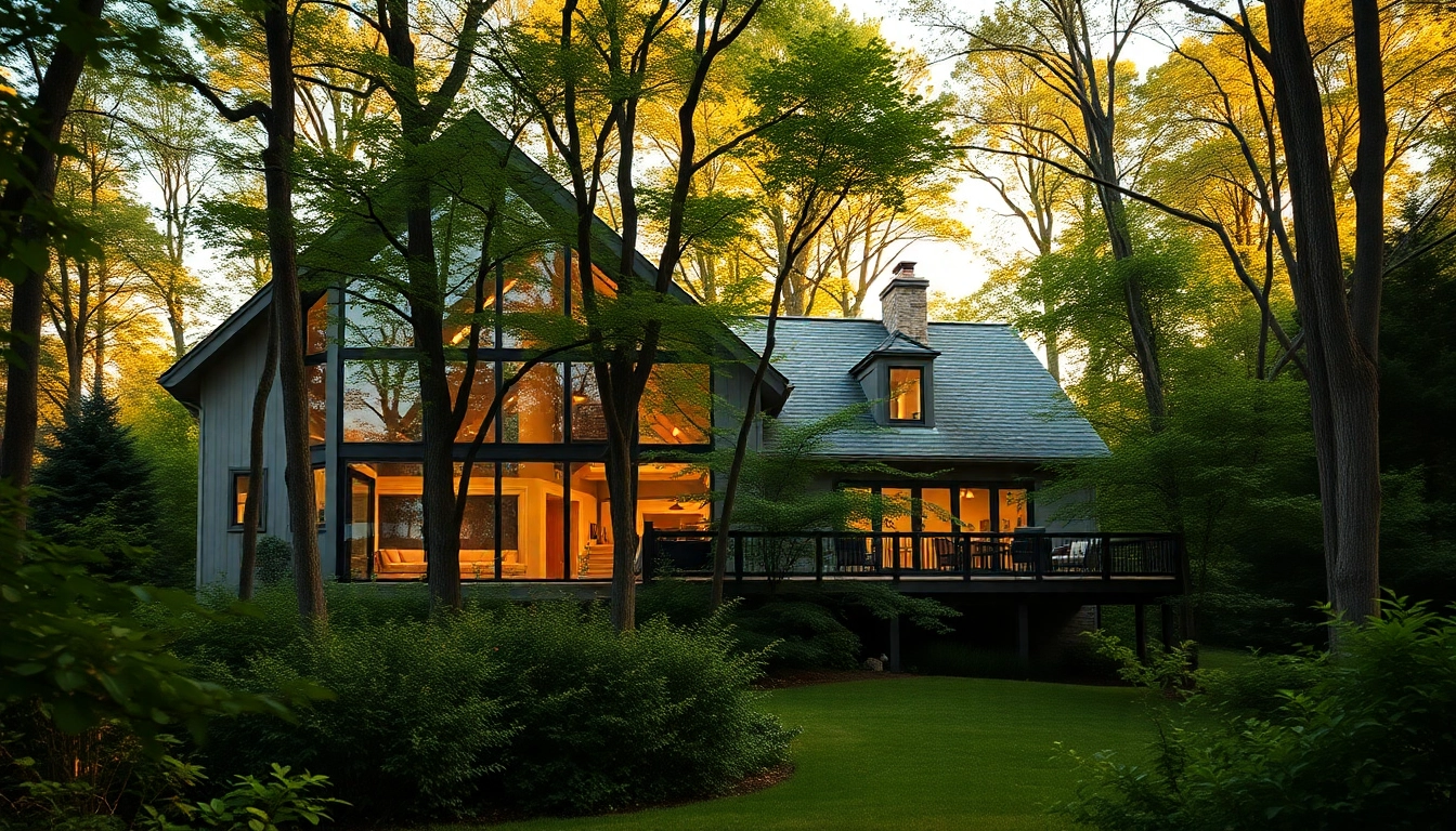 Showcasing a modern Massachusetts residential architecture home blending with nature.