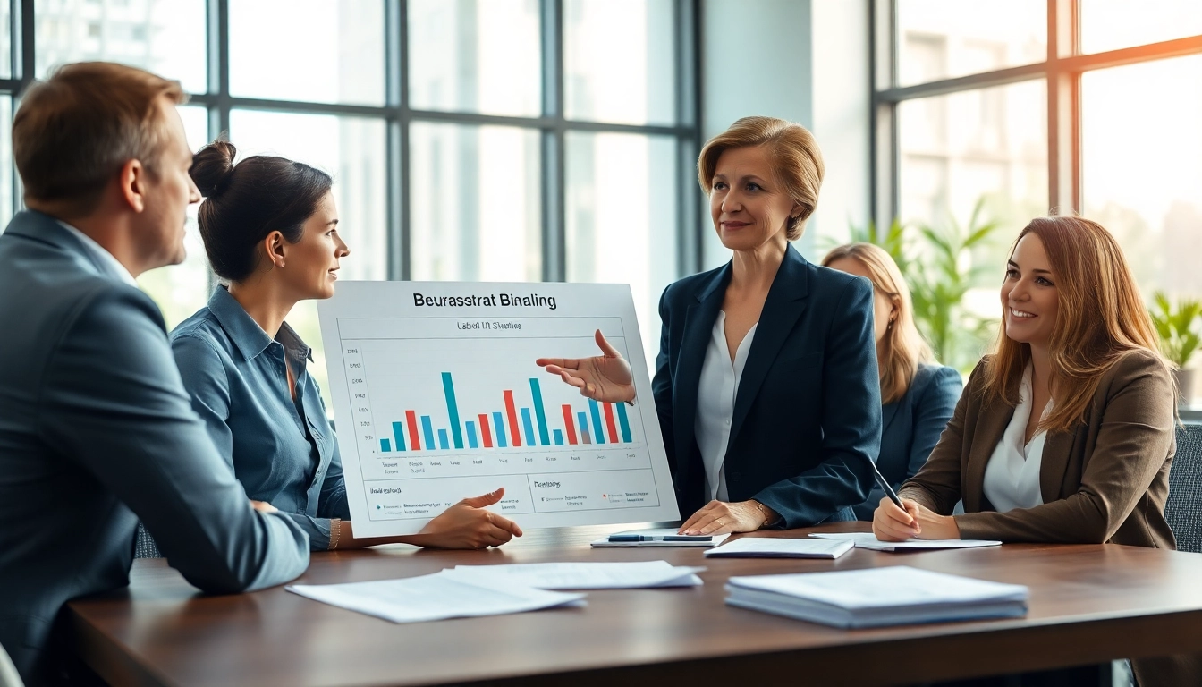 Betriebsrat Beratung in action, showcasing a lawyer advising diverse employees in a bright office.