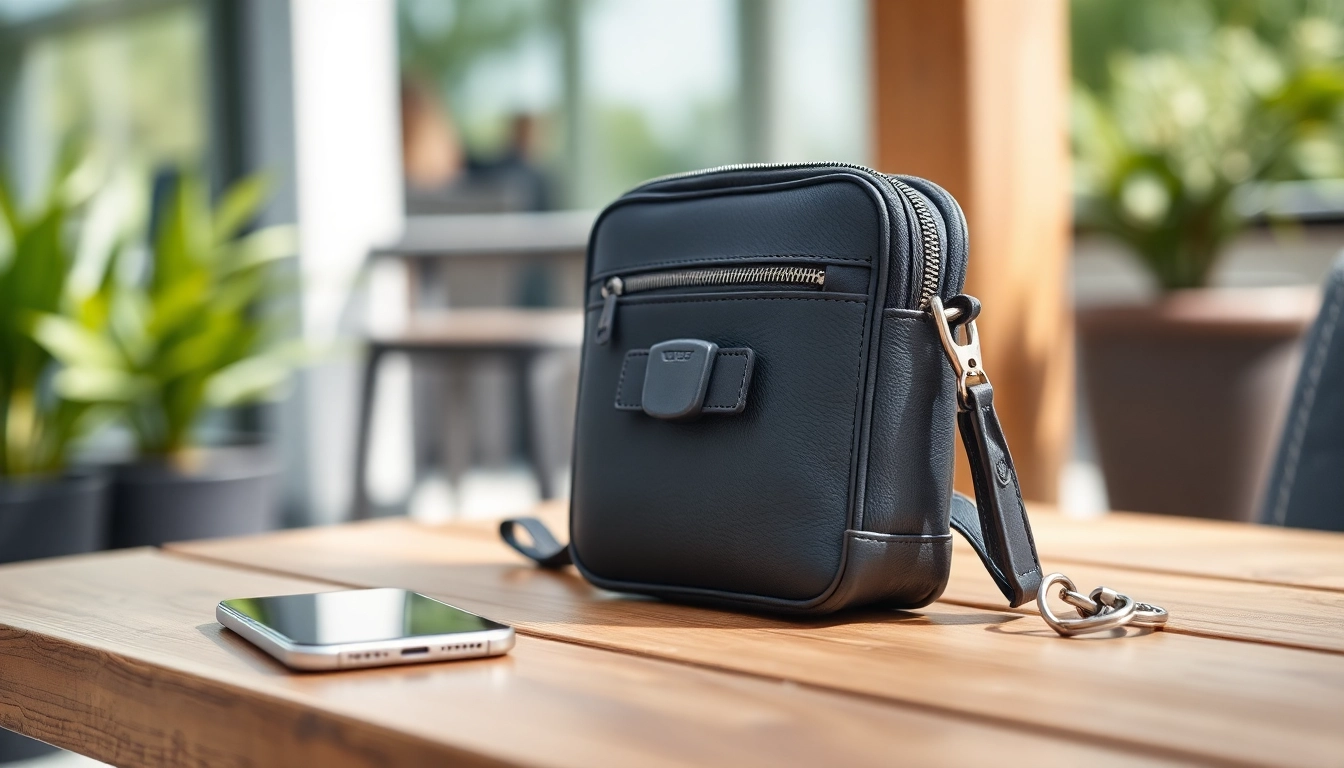 Präsentation einer abschließbare Handytasche mit einzigartigem Design für Sicherheit und Stil.