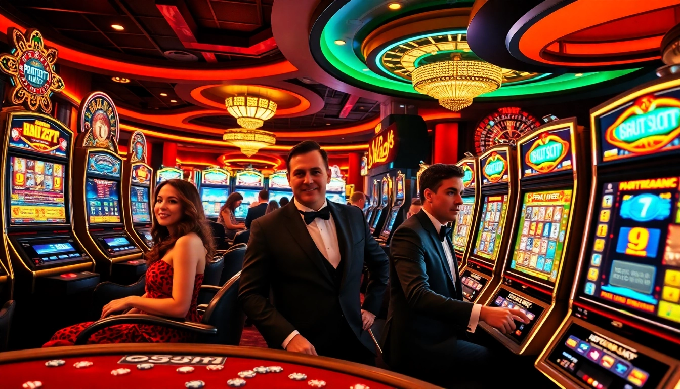 Engaged players enjoying a pragmatic slot experience in a luxurious casino.