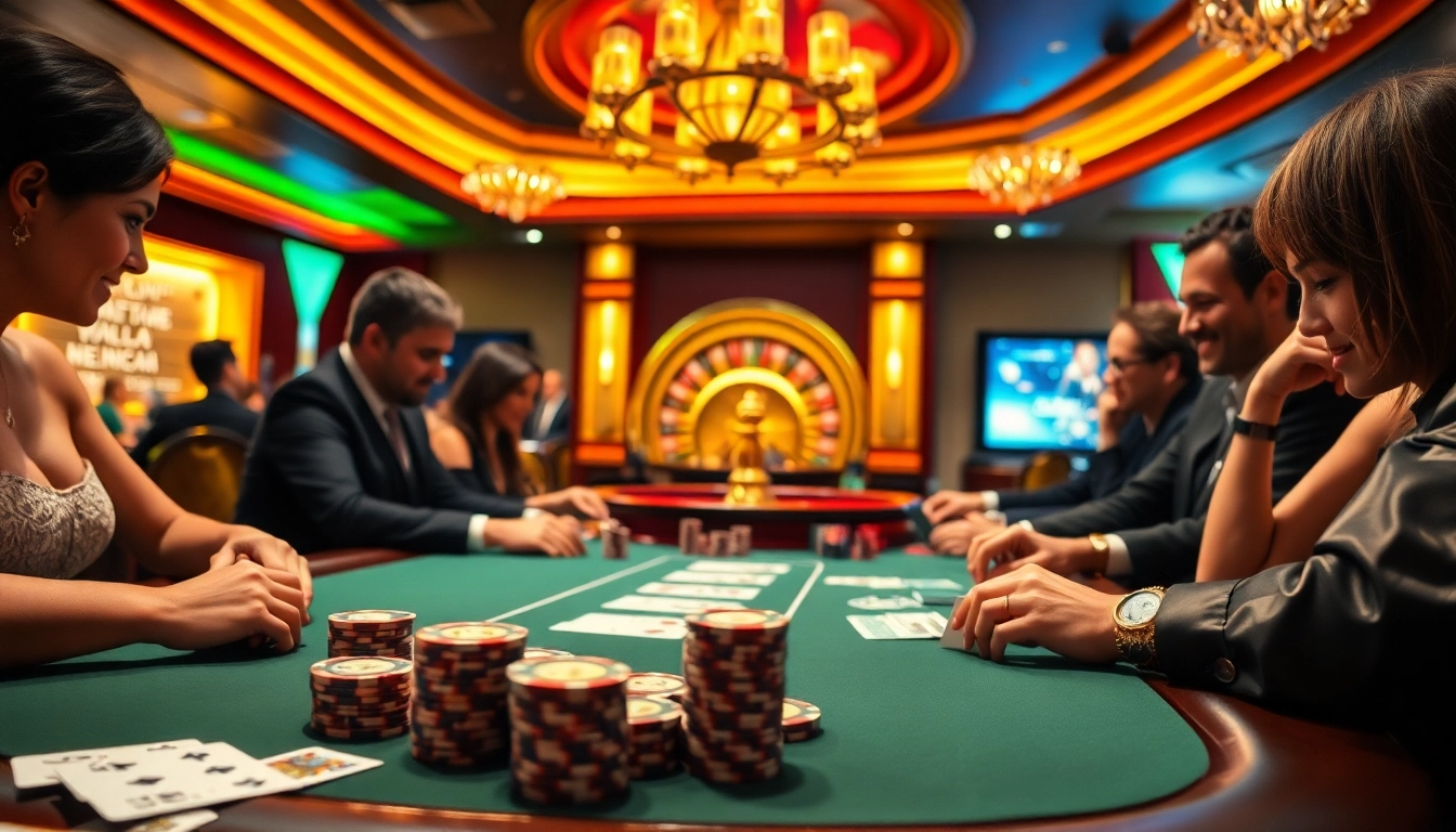 Découvrez l'excitation du meilleur casino en ligne avec une partie de poker à enjeux élevés dans un casino haut de gamme.