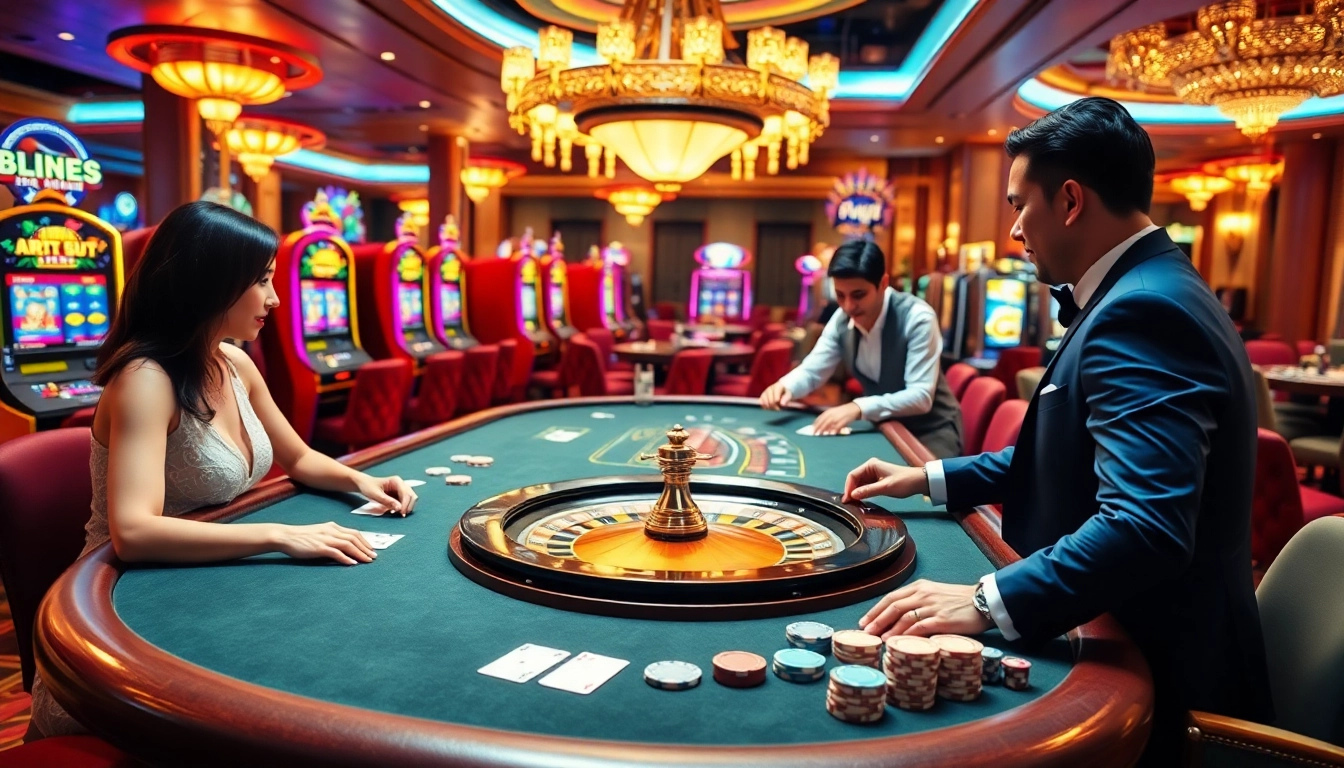Vivez l'excitation du jeu au meilleur casino en ligne avec des joueurs aux tables de poker et des machines à sous vibrantes.